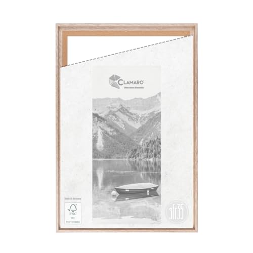 CLAMARO 'SFR35' Schattenfugenrahmen für 40x60 cm Keilrahmen | Eiche Sonoma | MDF-Holz Bilderrahmen für Keilrahmen Leinwände inkl. Aufhänger und Montagematerial von CLAMARO