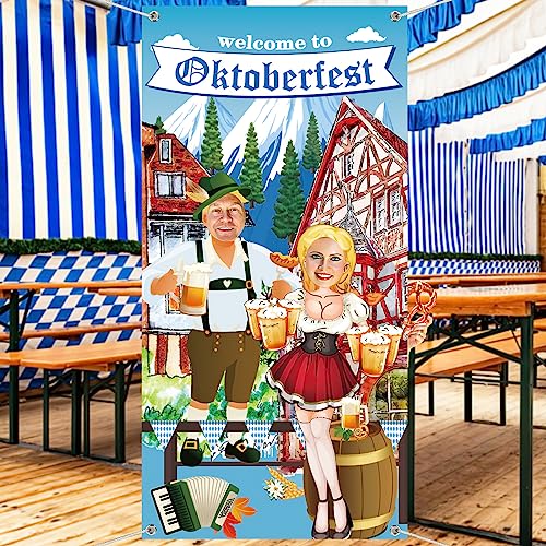 CLDURHGE Oktoberfest Foto Requisit Banner, Deko Oktoberfest Foto Requisit Banner Oktoberfest Deko Bayrische Fotowand Oktoberfest Hintergrund Dekoration(180 x 90 cm) von CLDURHGE