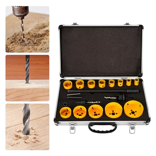 CLEADONG 17-teiliges Bimetall Lochsäge set, Lochsäge Set Durchmesser, für Holz Gipskarton Kunststoff PVC-Platte und Weichmetall von CLEADONG