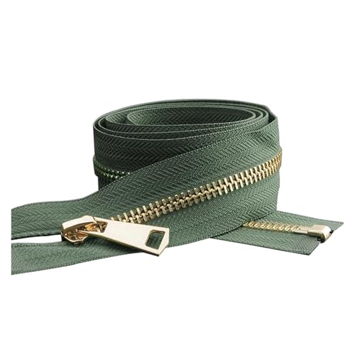 CLENEA 1 stücke 30/40/50/60/70/80cm 5# Bunte Open-end Auto Lock Gold Metall-reißverschluss DIY Handwerk for Kleidung Tasche Kleidungsstück Schuh(Dark Green,60cm) von CLENEA