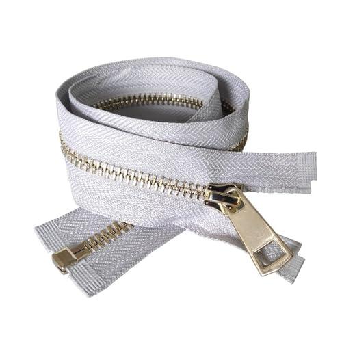 CLENEA 1 stücke 30/40/50/60/70/80cm 5# Bunte Open-end Auto Lock Gold Metall-reißverschluss DIY Handwerk for Kleidung Tasche Kleidungsstück Schuh(Gray,20cm) von CLENEA