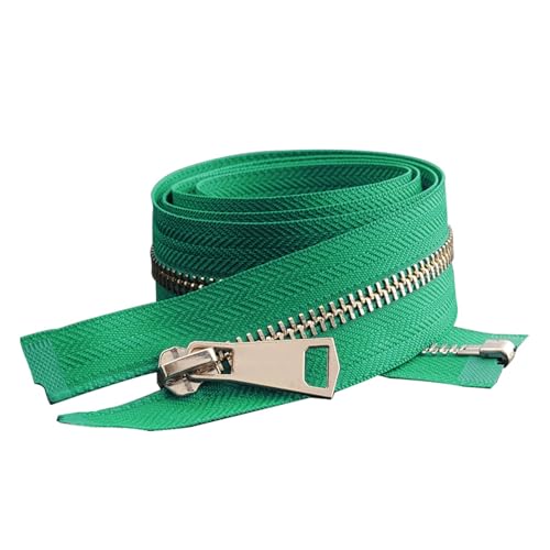 CLENEA 1 stücke 30/40/50/60/70/80cm 5# Bunte Open-end Auto Lock Gold Metall-reißverschluss DIY Handwerk for Kleidung Tasche Kleidungsstück Schuh(Green,40cm) von CLENEA