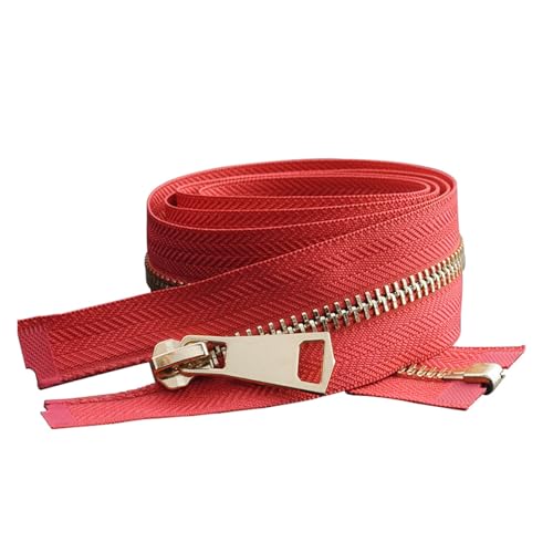 CLENEA 1 stücke 30/40/50/60/70/80cm 5# Bunte Open-end Auto Lock Gold Metall-reißverschluss DIY Handwerk for Kleidung Tasche Kleidungsstück Schuh(Red,10cm) von CLENEA