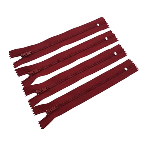 CLENEA 10 Stück 3# 7,5 cm – 60 cm (3 – 24 Zoll) geschlossener Nylon-Spiralreißverschluss, geeignet for Kleidung, 20 Farben, Reißverschlüsse for Nähen(Dark red,15cm) von CLENEA