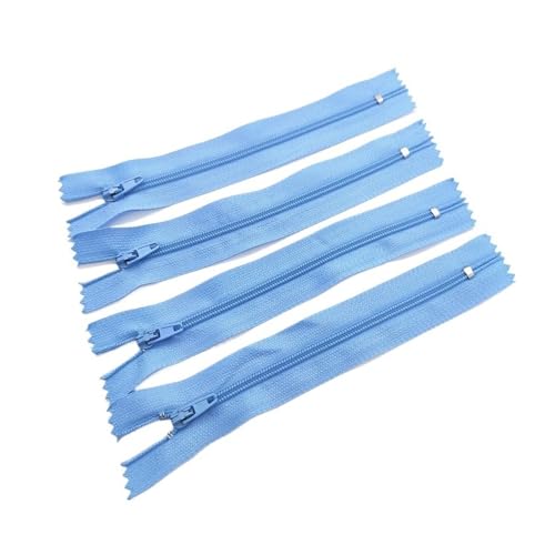 CLENEA 10 Stück 3# 7,5 cm – 60 cm (3 – 24 Zoll) geschlossener Nylon-Spiralreißverschluss, geeignet for Kleidung, 20 Farben, Reißverschlüsse for Nähen(Light Blue,10cm) von CLENEA