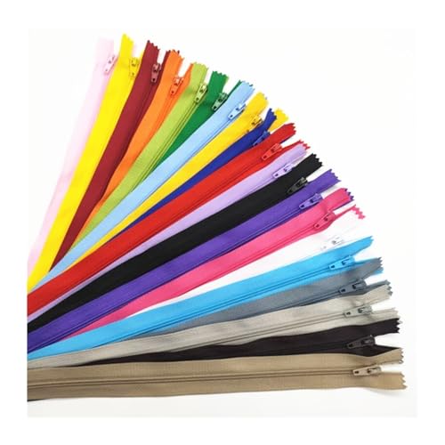 CLENEA 10 Stück 3# 7,5 cm – 60 cm (3 – 24 Zoll) geschlossener Nylon-Spiralreißverschluss, geeignet for Kleidung, 20 Farben, Reißverschlüsse for Nähen(Mix,12.5cm) von CLENEA