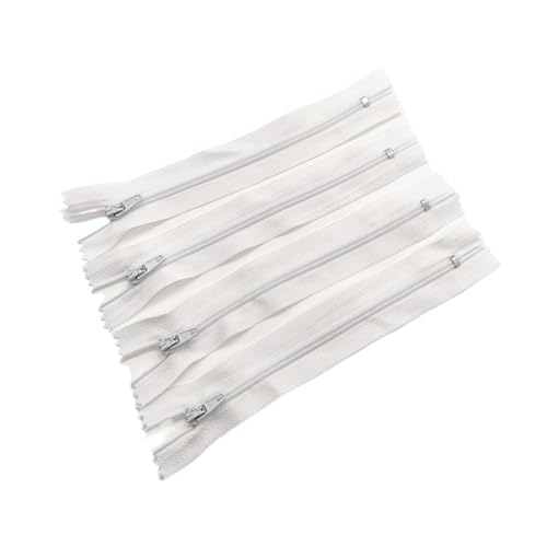 CLENEA 10 Stück 3# 7,5 cm – 60 cm (3 – 24 Zoll) geschlossener Nylon-Spiralreißverschluss, geeignet for Kleidung, 20 Farben, Reißverschlüsse for Nähen(White,12.5cm) von CLENEA