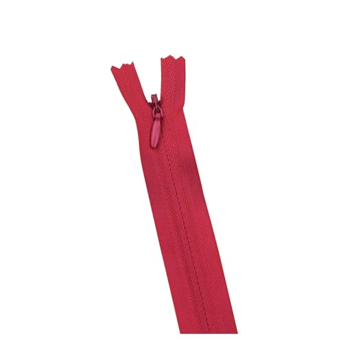 CLENEA 10 Teile/Paket 28cm 35cm -60cm 3# Unsichtbarer Reißverschluss Nylon Spule Reißverschluss for DIY Handarbeit Tuch Nähzubehör(Dark Red,55cm) von CLENEA