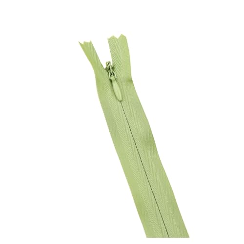 CLENEA 10 Teile/Paket 28cm 35cm -60cm 3# Unsichtbarer Reißverschluss Nylon Spule Reißverschluss for DIY Handarbeit Tuch Nähzubehör(Light Green,50cm) von CLENEA