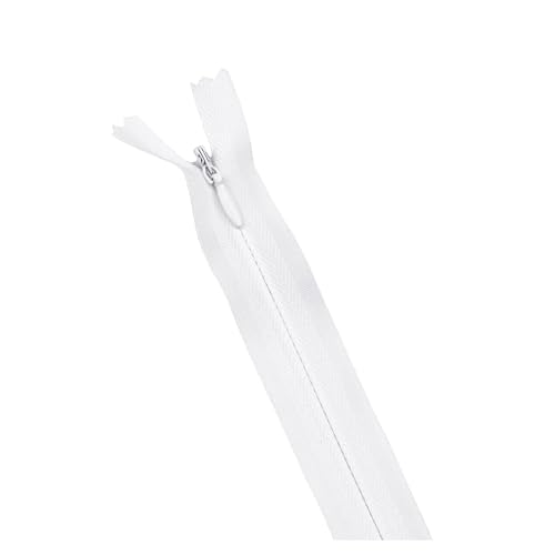 CLENEA 10 Teile/Paket 28cm 35cm -60cm 3# Unsichtbarer Reißverschluss Nylon Spule Reißverschluss for DIY Handarbeit Tuch Nähzubehör(White,40cm) von CLENEA