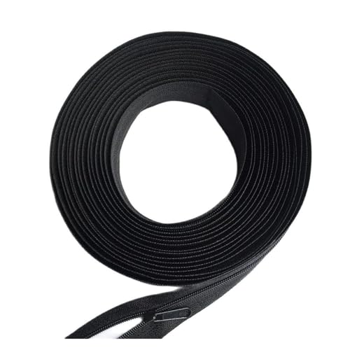 CLENEA Lange Nylon-Spulenreißverschlüsse, 3 Meter, mit 6 Reißverschlussschiebern for maßgeschneiderte DIY-Näharbeiten, Quiltbezug, Taschenreißverschluss(Black) von CLENEA