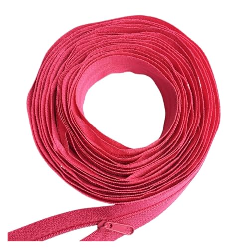 CLENEA Lange Nylon-Spulenreißverschlüsse, 3 Meter, mit 6 Reißverschlussschiebern for maßgeschneiderte DIY-Näharbeiten, Quiltbezug, Taschenreißverschluss(Dark Rose red) von CLENEA