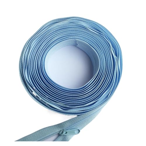 CLENEA Lange Nylon-Spulenreißverschlüsse, 3 Meter, mit 6 Reißverschlussschiebern for maßgeschneiderte DIY-Näharbeiten, Quiltbezug, Taschenreißverschluss(Light Blue) von CLENEA