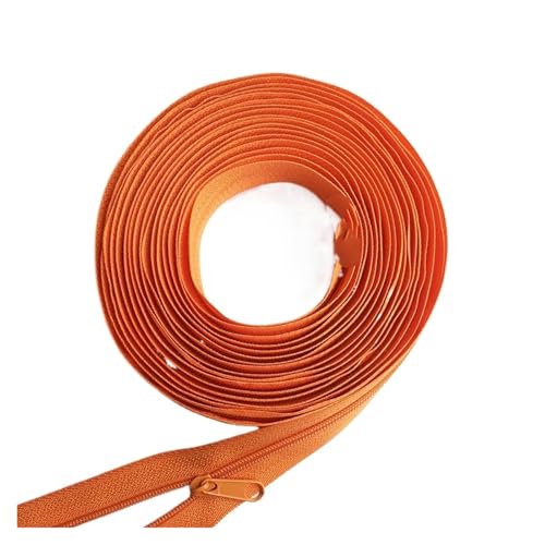 CLENEA Lange Nylon-Spulenreißverschlüsse, 3 Meter, mit 6 Reißverschlussschiebern for maßgeschneiderte DIY-Näharbeiten, Quiltbezug, Taschenreißverschluss(Orange) von CLENEA