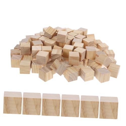 CLISPEED 100 Stück Holzblockmaterial Unfertige Holzblöcke Quadratische Holzklötze Bausteine Unvollendete Quadratische Holzblöcke Holzbausteine Kleine Blöcke Holzblöcke Zum Basteln von CLISPEED