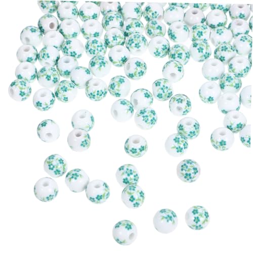 CLISPEED 100 Stück Porzellan Blumenperlen Grün Runde Keramik Perlen für DIY Schmuckherstellung Armbänder und Halsketten Langlebig und Farbbeständig zum Auffädeln und Basteln CLISPEED 100 Stück Porzellan Blumenperlen Grün Runde Keramik Perlen für DIY Schmuckherstellung Armbänder und Halsketten Langlebig und Farbbeständig zum Auffädeln und Basteln von CLISPEED