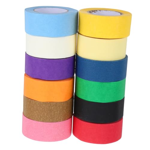 CLISPEED 12 Rollen Buntes Malerband Sammelalbum DIY Washi Klebeband Klebeband Verpackungsband Für Planer Zubehör Dekoratives Washi Klebeband Dekoratives Klebeband von CLISPEED