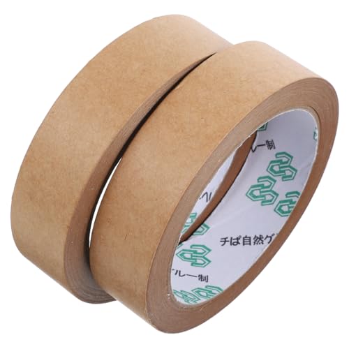 CLISPEED 2 Rollen Klebeband Bildrahmenband Bastelband Wickelband Hochleistungs-verpackungsband Kartonverschlussband Packband Aus Kraft Packbänder Für Taschen Kartonband Light Brown Papier von CLISPEED