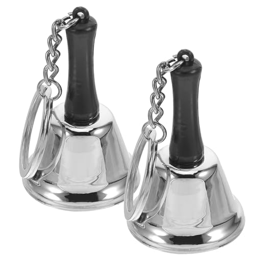 CLISPEED 2Pcs Metal Handheld Bells Schlüsselbund Für Kinderentwicklung Weihnachtsglocke Keyring Metal Keychain Restaurant Call Bell von CLISPEED