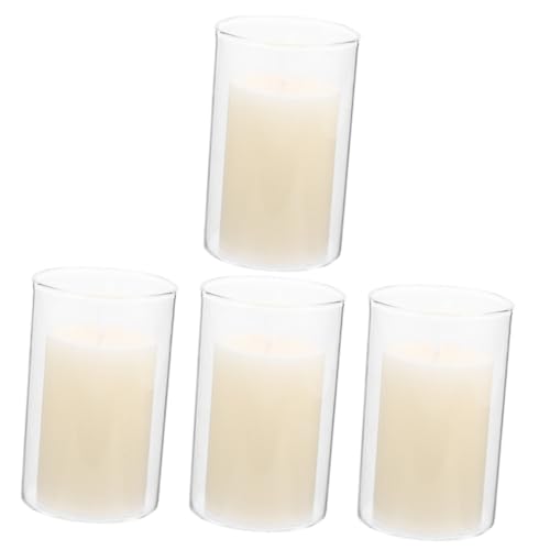 CLISPEED 4 Stück hochzeitsdeko kollege candle liner Nussknacker Christbaumschmuck Maskerade Reize kerzenständer kerzenhalter Zylindrische Kerze für den Esstisch bequeme Teelichter Glas Weiß von CLISPEED