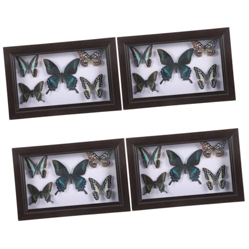 CLISPEED 4 Stück home decoration home dekoration jakobsweg frame butterflies Schmetterlinge Musterdekor Bilderrahmen Wandkunst mit Schmetterlingsmuster Ornamentrahmen hölzern von CLISPEED