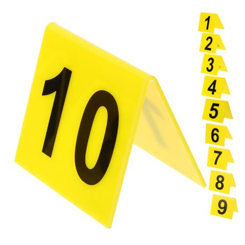 CLISPEED 4sets Nummernschild Tischnummernhalter Für Die Hochzeit Nummeriert Inhaber Der Tischnummer Multifunktions-tischschild Nummern-id-zelte Spiel Tischnummer Steht Acryl Yellow 10pcs*4 von CLISPEED