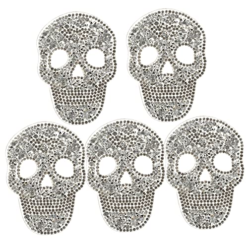 CLISPEED 5 Stück Hot-Bohr-Patch Halloween Karikatur Nähen -Applikation Skelett Kostüm Skelettschädel Bügelbilder Aufnäher für Jeans Flecken Schädel Patch Aufkleber Silber CLISPEED 5 Stück Hot-Bohr-Patch Halloween Karikatur Nähen -Applikation Skelett Kostüm Skelettschädel Bügelbilder Aufnäher für Jeans Flecken Schädel Patch Aufkleber Silber von CLISPEED