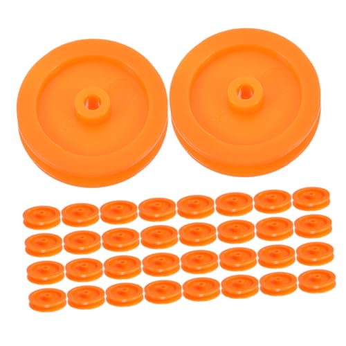 CLISPEED 50 Stück Riemenscheibe Aus Kunststoff Bastelräder Kabelzug-kit Diy-räder Getriebeantriebsscheibe Riemenscheibe Für Heimwerker Konstruktionsspielzeug Diy-teile Plastik Orange von CLISPEED