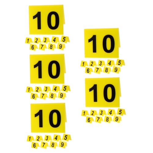 CLISPEED 5sets Nummernschild Platte Kartenspiel Wiederverwendbarer Beweismarker Tatortnummern Produkt Acrylschild Hochzeitsdeko Permanentmarker Nummern Für Restauranttische Yellow 10pcs*5 von CLISPEED