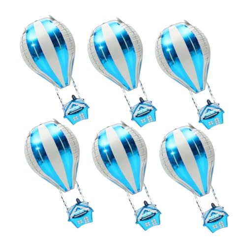 CLISPEED 6 Stück Heißluftballon Dekoration Heliumfolienballons Flugzeug-partydekorationen Klassenzimmerdekorationen Mit Heißluftballons Heißluftballon Aus Aluminium Sky-blue Aluminiumfolie von CLISPEED