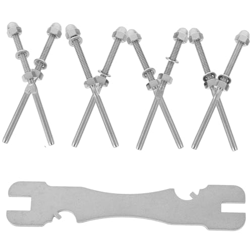 CLISPEED 8St Beschläge für Decksgeländer drahtseil spanner drahtseilspanner stahlseil spanner Spannseilstange Kabelcrimps Gewindebolzen Bausatz Stahldeckreling 1/8 Rostfreier Stahl Silver von CLISPEED