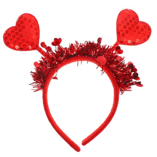 CLISPEED Rotes Pailletten Herz Stirnband Für Damen Funkelndes Haaraccessoire Mit Roten Herzen Ideales Kopfbedeckung Für Valentinstag Hochzeiten Geburtstagsfeiern Und Partys von CLISPEED