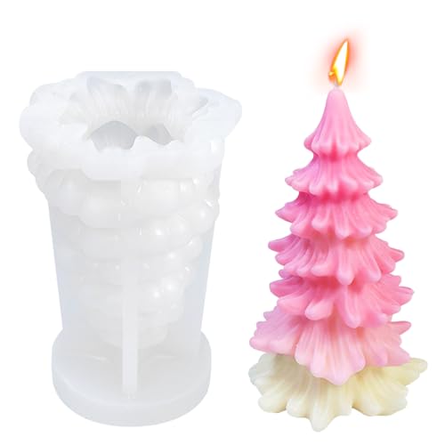 CLIUNT 3D Silikonform Weihnachtsbaum Kerzenform,Weihnachtsbaum Form Kerzengießform,für Herstellung Von Kerzen,Aromasteinen,Schokolade von CLIUNT