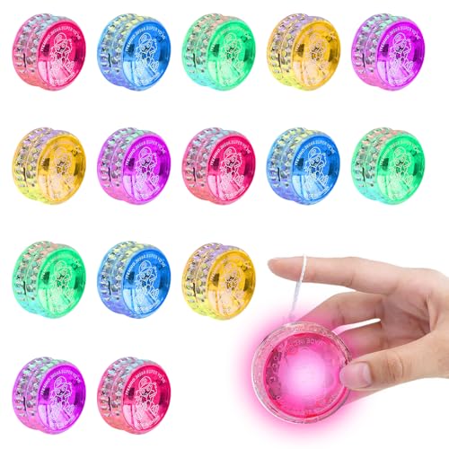 CLIUNT LED Licht Yoyo, 15 Stück jojo kinder, Leuchten Yoyos Für Kinder, Kunststoff Responsive Yoyo, für Geburtstag Party Gastgeschenk Mitgebsel Klassenzimmer Preise, Zufällige Farben von CLIUNT