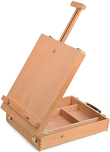 CLLBANT Verstellbare Tischstaffelei, Mal-Aufbewahrungsbox, Staffelei, tragbare Künstlerstaffeleien aus Holz, Aufbewahrungskoffer zum Zeichnen, Skizzieren, Studentenausstellung von CLLBANT