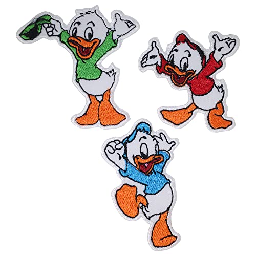 CLOVER INTER Huey Dewey und Louie Aufnäher zum Aufbügeln, bestickt, für Jeans, Kleidung, Taschen, Jacken, Kappen, 3 Stück von CLOVER INTER