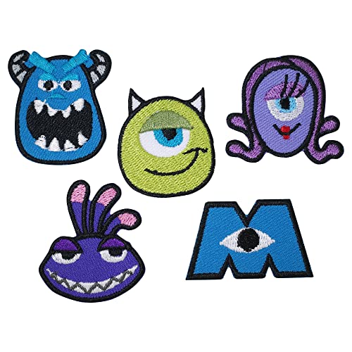 CLOVER INTER Monsters Inc. Aufnäher, zum Aufbügeln, bestickt, für Jeans, Kleidung, Taschen, Jacken, Kappen, 5 Stück von CLOVER INTER