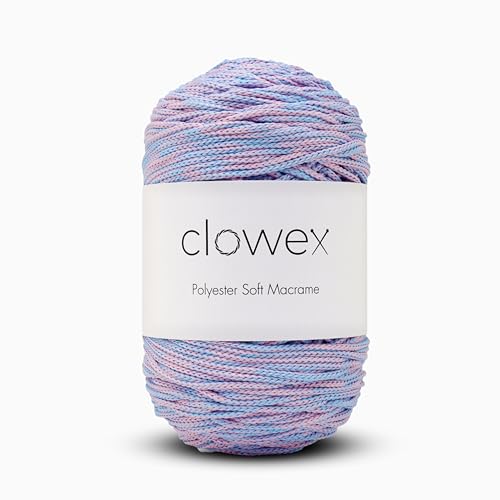 Clowex Weiche Makramee-Schnur aus Polyester, 2,5–3 mm, 190 Yards x 1/9 Inc türkisches Polyester-Seil, geflochtenes Makramee-Garn für Bastelarbeiten, Pflanzenaufhänger, Wandbehang, Makramee-Tasche von CLOWEX