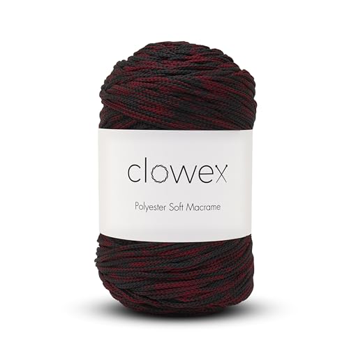 Clowex Weiche Makramee-Schnur aus Polyester, 2,5–3 mm, 190 Yards x 1/9 Inc türkisches Polyester-Seil, geflochtenes Makramee-Garn für Bastelarbeiten, Pflanzenaufhänger, Wandbehang, Makramee-Tasche von CLOWEX