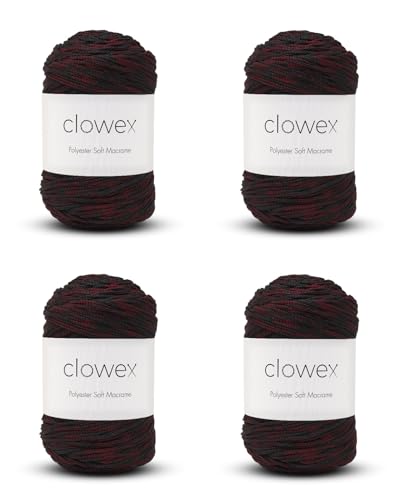 Clowex Weiche Makramee-Schnur aus Polyester, 2,5–3 mm, 4 Knäuel x 190 Meter x 0,3 cm, türkisches Polyesterseil, geflochtenes Makramee-Garn für Bastelarbeiten, Pflanzenaufhänger, Wandbehang, von CLOWEX