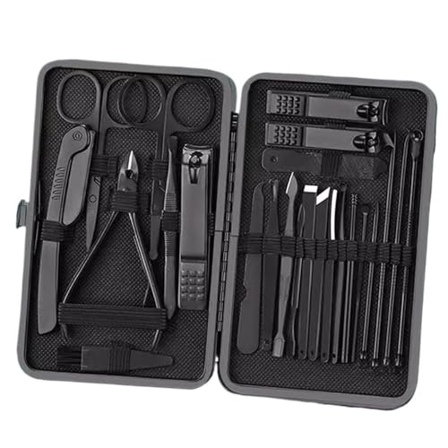 Nagelknipser-Set Schwarzes Nagelknipser-Set, komplettes Set mit Nagelknipsern for Herren, Box, Akne-Nadeln, Nagelrille, spezielle Pediküre-Messer-Werkzeuge for den Heimgebrauch Pediküre-Werkzeuge für von CLQYXRMVC