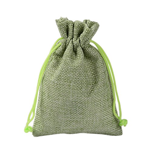 CLTPY Jute-Sack von 20 Stück, 100% Leinen Beutel Natur Säckchen für DIY Handwerk, Lavendelblüten, Schmuck, 13x18cm/5,1x7,1in (Hellgrün) von CLTPY