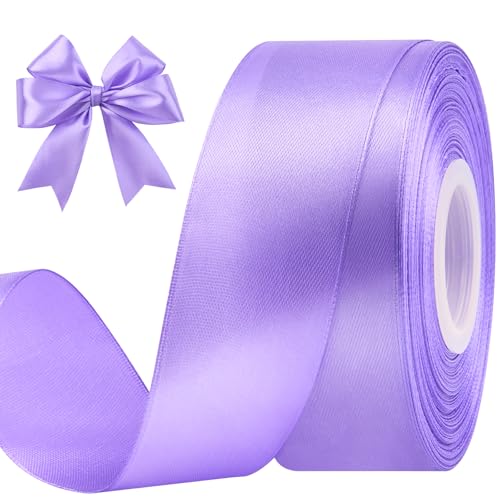 CLUEWR Satinband, 3,8 cm, 45,7 m, hellviolett, solides Stoffband für Hochzeit, Geschenkverpackung, handgefertigtes Handwerk, Blumensträuße von CLUEWR