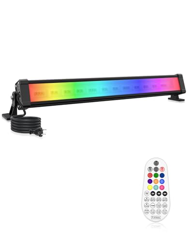 RGB LED Strahler, CLY 42W RGB Wallwasher Licht mit RF 360° Fernbedienung Dimmbar Led Bar Bunt IP66 Wasserdicht Party Lichter mit Memoryfunktion Timer für DJ Disco Party Halloween Garten von CLY