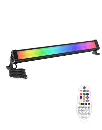 RGB LED Strahler, CLY 25W RGB Wallwasher Licht mit Fernbedienung LED Bar IP66 Wasserdicht Dimmbar Flutlicht 6 Helligkeit mit Memoryfunktion Timer Lightbar für DJ Disco Halloween Party Garten von CLY