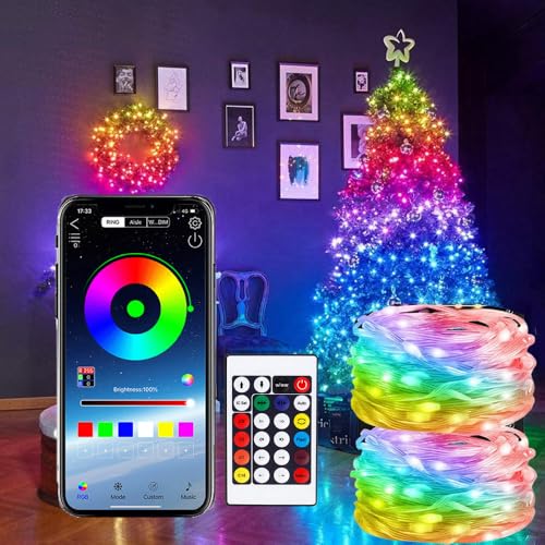 10 m RGB Fairy Lights,USB Colourful Colour Changing Light, String Lights, USB Powered & Waterproof, Music & Voice Control for Indoor & Outdoor, Bedroom, Christmas Garden, Tree von CLYCTIP