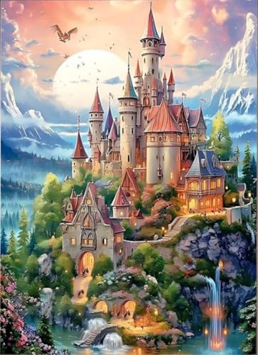 CLYCTIP Diamond Painting Kits Adults, Castle Diamond Painting, Diamond Painting Pictures, 30 x 40 cm (blue) von CLYCTIP