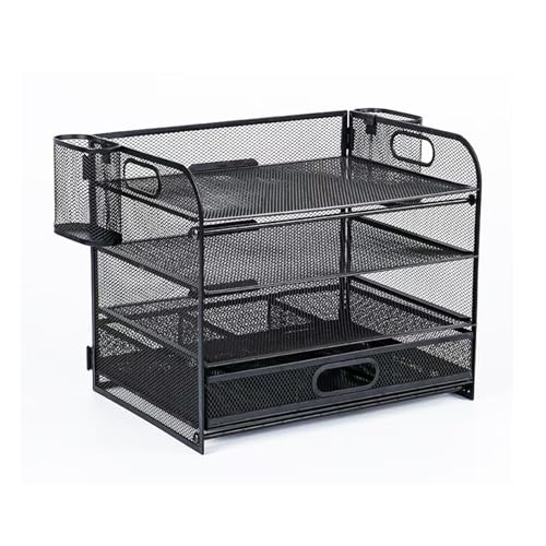 Schreibtisch-Organizer, 4-stöckig, Briefablage, Papier-Organizer mit Griff, Netz-Schreibtisch-Organizer für Bürobedarf, Schreibtisch-Organizer und Zubehör von CLcsfwk