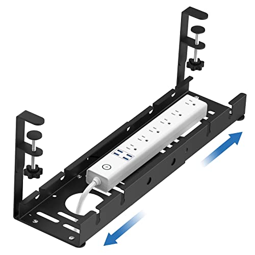 Kabelbox Kein Bohren, ausziehbares Kabelmanagement unter dem Schreibtisch, Kabelablage aus Metall unter dem Schreibtisch mit Klemme, einziehbarer Steckdosenleisten-Kabelhalter Kabelmanagement Box von CLoxks