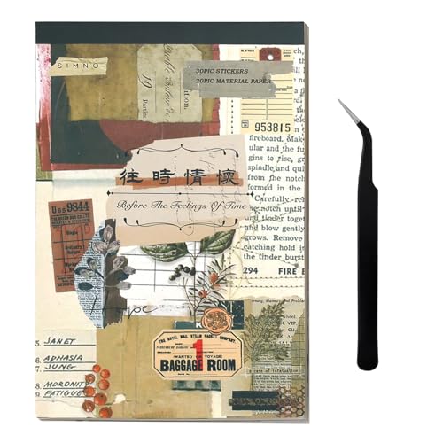 CMBPNNGS 411 Stück Vintage Sticker Scrapbooking 30 Dünne Retro Dekorative Aufkleber ung 20 Bögen Scrapbook Papier für DIY-Art Aufzählungszeichen Notebook Journal Alben von CMBPNNGS